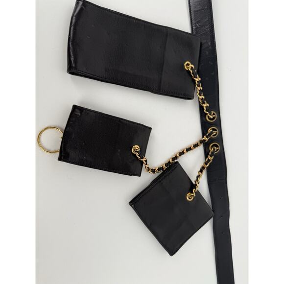 Chanel Vintage 1990 Waist Belt Multi Pouch Black Leather - Picture 13 of 13